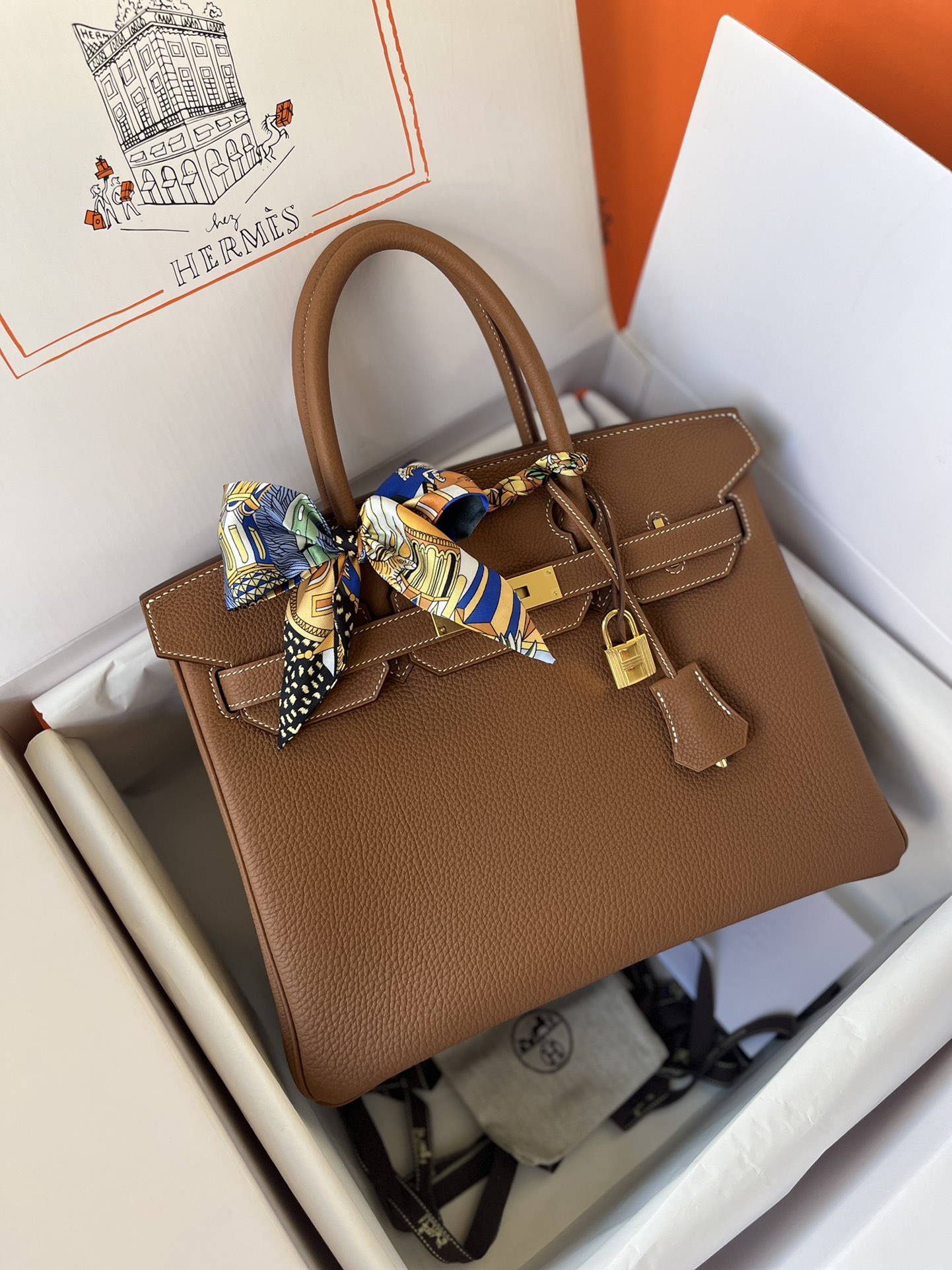 에르메스 버킨백 30 골드브라운 금장 토고가죽